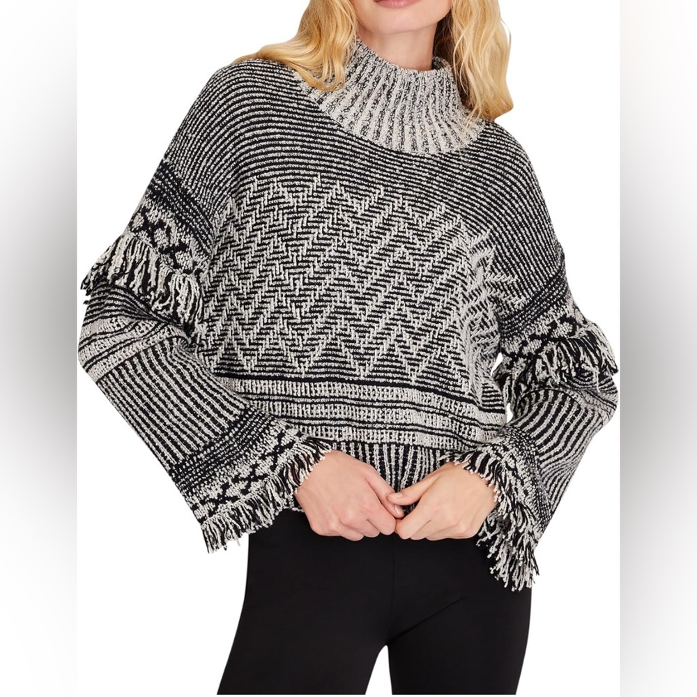 Club Monaco Black and White Turtleneck Sweater